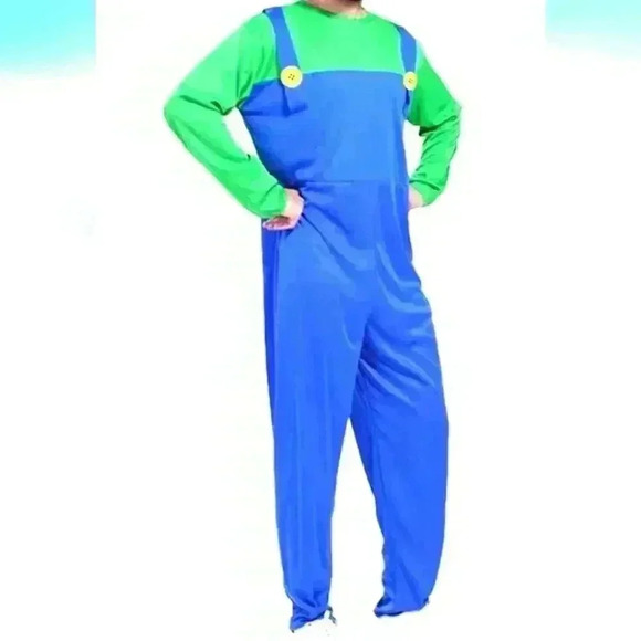 Halloween Unisex Luigi Plumber costume Cosplay Jumpsuit size XL kids 10-12 - New - Picture 1 of 5